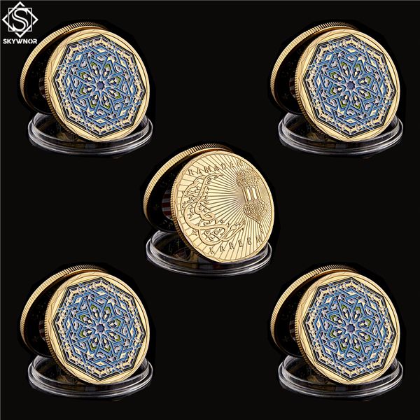 

5pcs arab states islam muslim ramadan kareem festival celebrate craft collectible world coin octagon illustration