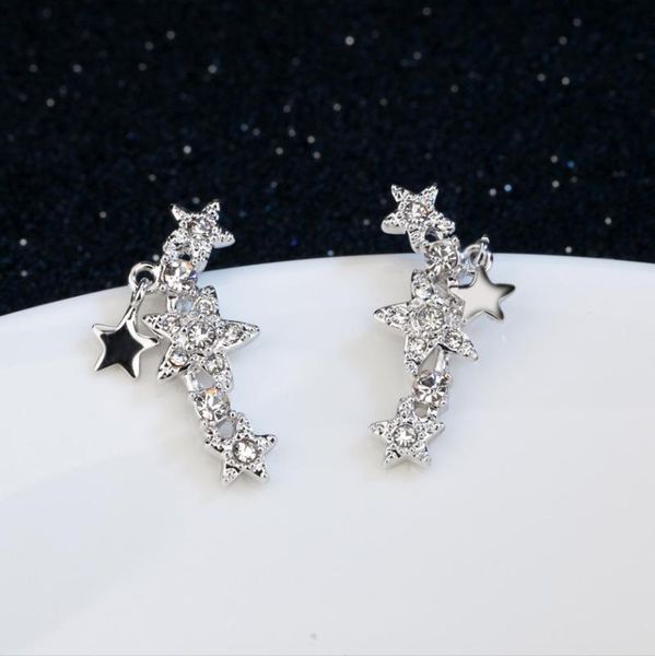 

star style rose gold silver color cubic zirconia vintage stud earrings fashion cubic zirconia jewelry gift for women e793m, Golden;silver