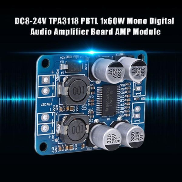 

consumer electronics tpa3118 pbtl mono dc8-24v 60w digital audio amplifier board amp module chip 1x60w 4-8 ohms replace tpa3110