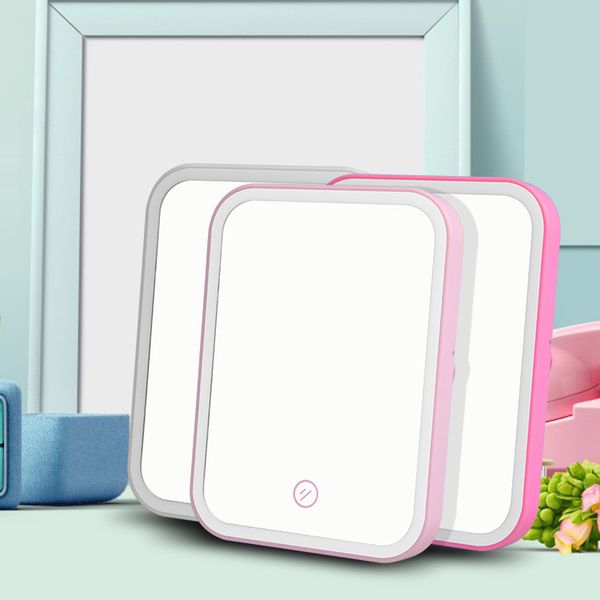 

portable makeup mirror led natural light angle adjustable touch control brightness dimmable lights mirror foldable makeup mirror vt1658