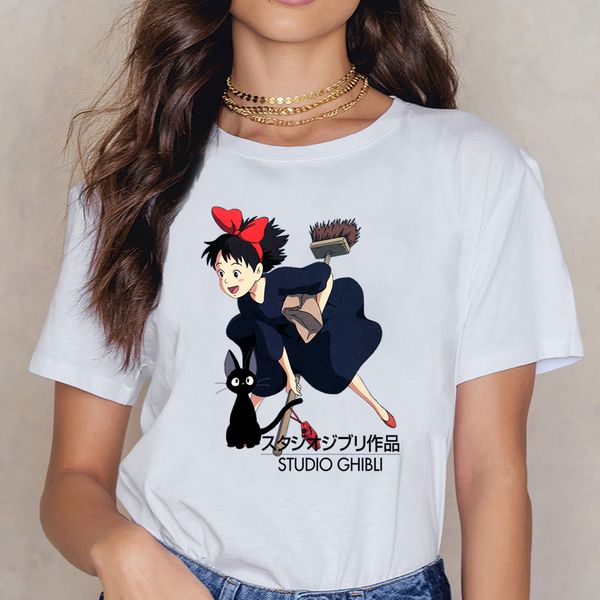 

t shirt women kiki and jiji studio ghibli fashion white cotton female shirt