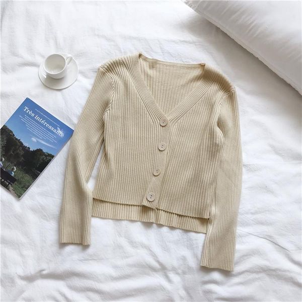 

women's knit cardigan sweater fashion chic short knit cardigan new short v-neck f long sleeve outer female gd050, White;black