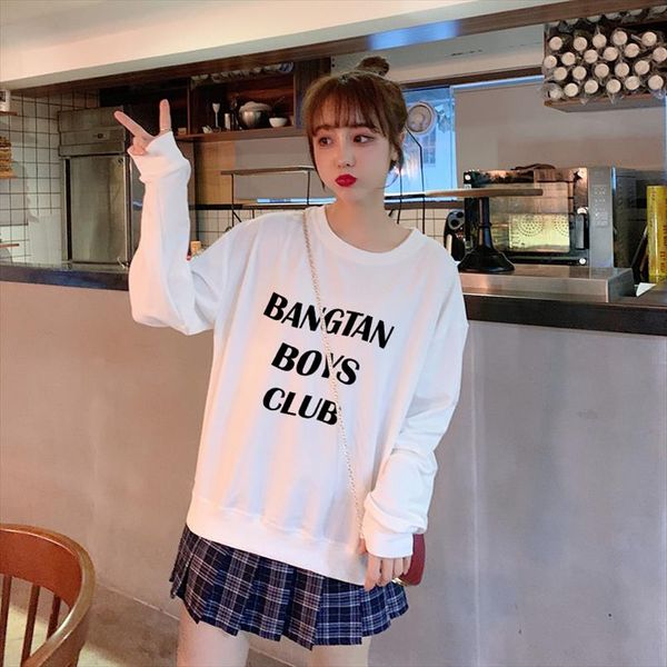 

autumn women kpop bangtan boys hoodies sudadera mujer letters oversized streetwear korean harajuku moleton felpe donna, Black