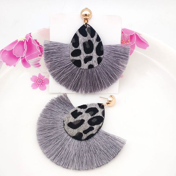 

2019 bohemia waterdrop earrings leopard tassel earrings double sided leather fringe dangle earrings for women fashion jewelry
