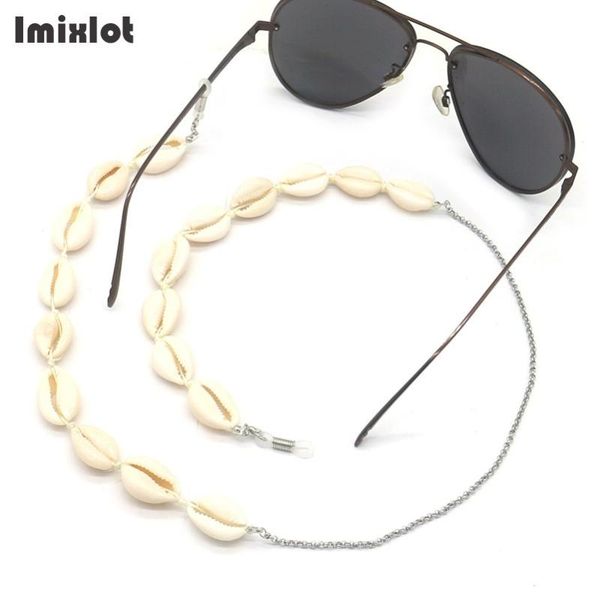 

sunglasses frames fashion conch seashell glasses chains neck strap natural shell beads eyeglasses necklace stainless steel cord lanyard, Silver
