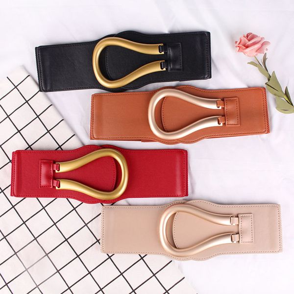 

hatcyggo мода женщин корсет пояс pu кожаный кушак женский широкий waistband эластичные ремни большой пряжка сплава пояс, Black;brown