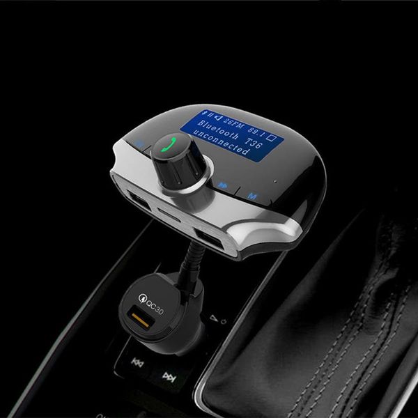

large screen car bluetooth mp3 player fm transmitter charge 3a smart cigarette charger
