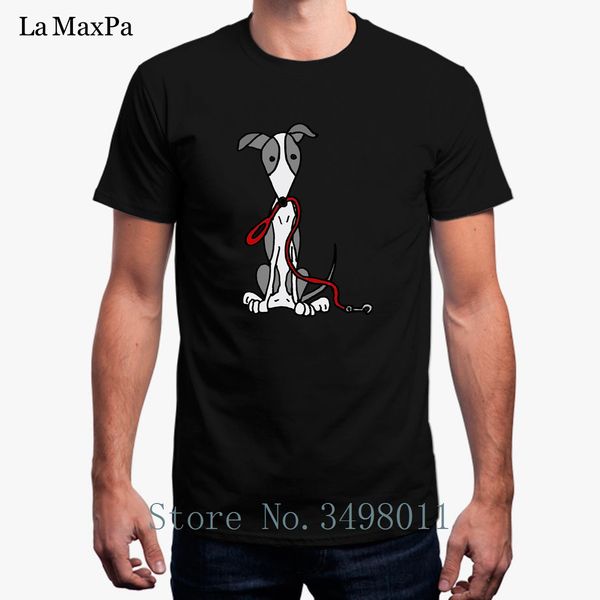 

greyhound dog with red leash t-shirt basic solid t shirt for mens o neck summer mens tee shirt 2018 homme