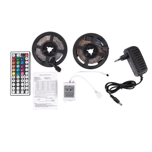 

10m 300leds 3528 smd rgb led light strip + 44 key ir пульт дистанционного управления non-водонепроницаемый dc12v 60leds гибкая освещение лен