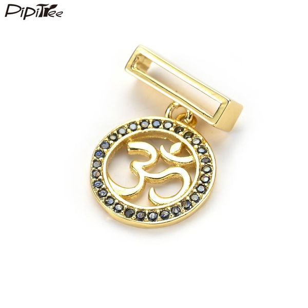 

pipitree black cubic zirconia 3d round charms pendants fit 10mm mesh strap band diy bracelet charms slider jewelry accessories, Bronze;silver