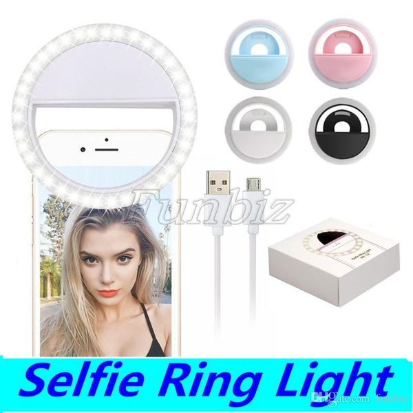 RK12 Anello luminoso per selfie di bellezza portatile 9 pezzi LED Fotocamera Fotografia Miglioramento della luce flash con cavo USB Ricaricabile per telefoni cellulari