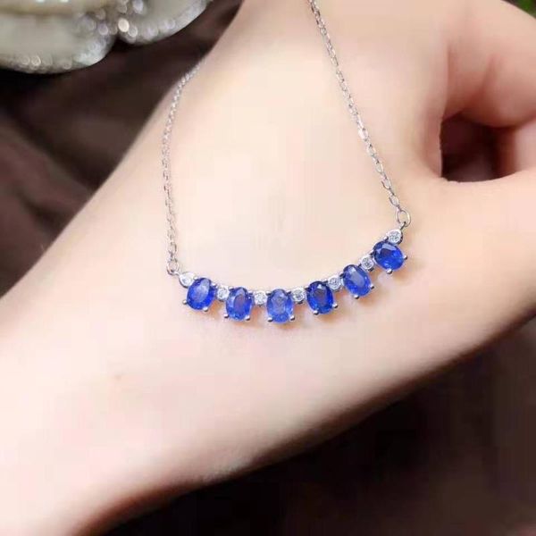 

natural sapphire gemstone necklace 925 pure silver fashion fine jewelry for women