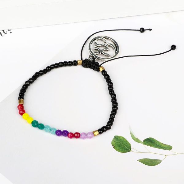 

fashion 12 constellation lucky stone balance beads 7 chakra bracelet 3mm beads reiki buddha prayer bracelets for women, Golden;silver