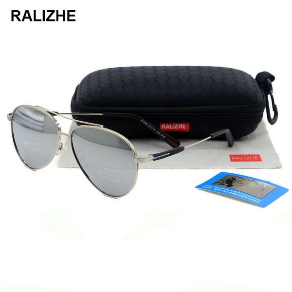 

ralizhe mens womens aviation metal alloy polarized sunglasses silver mirror driving sun glasses tac uv400 pink light purple lens, White;black