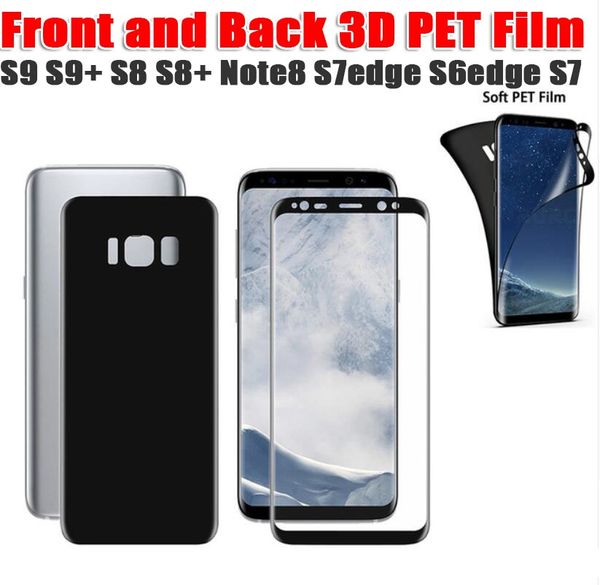 

for samsung galaxy s9 s9plus s8 s8plus note8 s7edge s6edge front back electroplating pet full cover screen protector 3d curved soft film