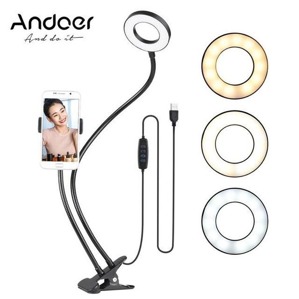 

onsumer electronics andoer two in one led ring light with cell phone holder stand for live stream makeup selfie recording lighting for sm