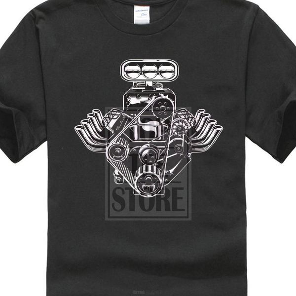 

2018 cotton short sleeve print funny novelty o neck car engine motor t shirt american muscle car pistons tee shirt