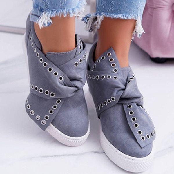

bow wedge casual sneakers ladies shoes increase heightening platform shoes woman within higher sneakers sapato feminino, Black