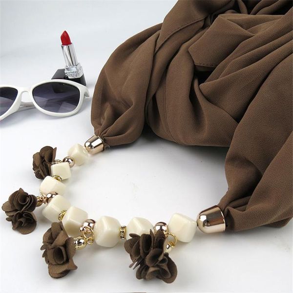 

head new ethnic peandant beads scarves collar necklace flowers ahmed geometric scarf fashion for jewelry women chiffon vvlor bdehome, Blue;gray