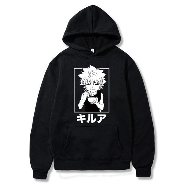 

men's hoodies & sweatshirts hoodie sweatshirt x killua zoldyck anime manga pullover, Black
