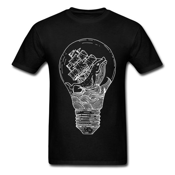 

sailor light whale ship men t-shirt 2019 black white novelty cartoon design fitness cotton t shirts sale