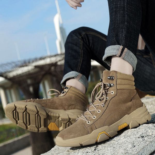 

boots men's leather boots brand snow lovers winter rubber bottom wear warm warm shoes safety footwear, Black