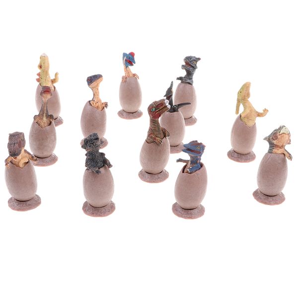 

12pcs jurassic animals half hatched dinosaur figures eggs model home table decor science nature toy