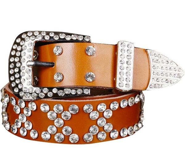 

новый coming прекрасный скидка atlas western пастушка bling пастушка кожаный пояс clear rhinestone crystak новые дизайнерские ремни женщин, Black;brown