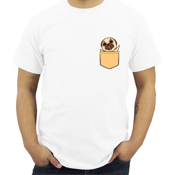 

новая pugturday мужчины футболка мопс в кармане дизайн мужского смешные tops cartoon printed hipster с коротким рукавом повседневных прохлад