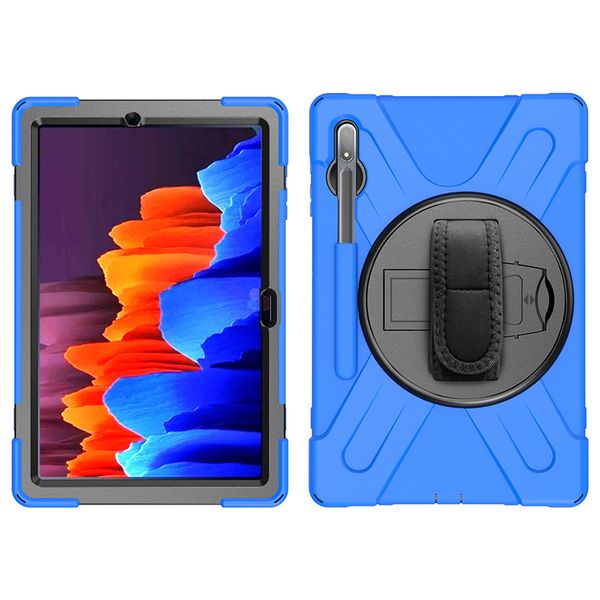 

shockproof cover for samsung galaxy tab s7 plus silicone case sm-t970 t975 kids casing with hand strap and pen holder