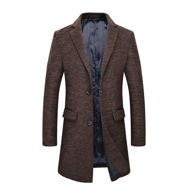 

2020 new lange winterjas mannen long turn down collar wool jacket man, Black