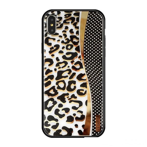

rhinestone bling bling back phone cover electroplate leopard glitter phone shell for iphone 7 8plus xr x max with retail package