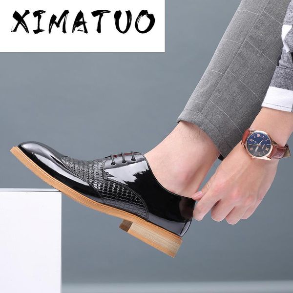 

2020 new genuine leather men brogues shoes lace-up bullock business dress men oxfords shoes male formal, Black