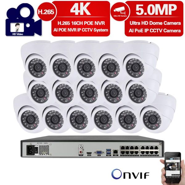 

16ch poe 5mp nvr system 16pcs 48v 5mp 2560*1440 security outdoor onvif poe ip camera 16ch cctv video surveillance kit 4k