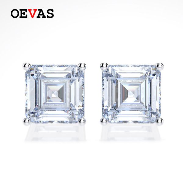 

oevas классический 100% 925 solid sterling silver 7 * 7 mm создано муассанит gemstone уха коты серьги изящных ювелирных изделий оптовая, Golden;silver