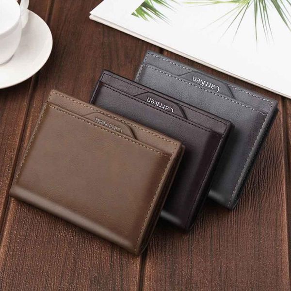 

vintage men leather luxury wallet short slim male purses money clip dollar price, Red;black