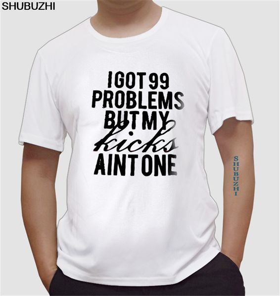 

latest fashion 99 problems but my kicks black t shirt matches retro bred sneakers men funny casual streetwear hip hop euro size