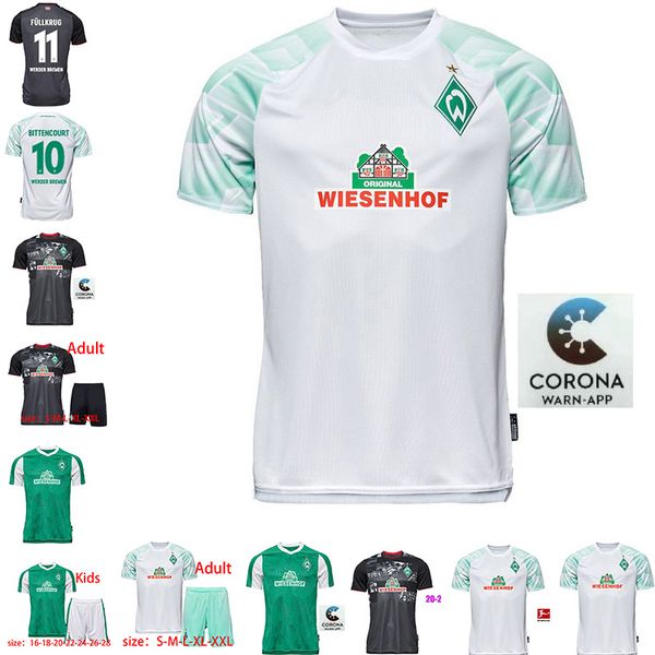 

20 21 sv werder bremen pizarro home away soccer jerseys 2020 green klaassen füllkrug bittencourt rashica white football shirts size:16-xxl, Black;yellow