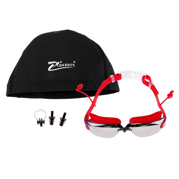 

мужчины женщины анти туман плавательные очки очки с футляром + swim cap + зажим для носа + беруши