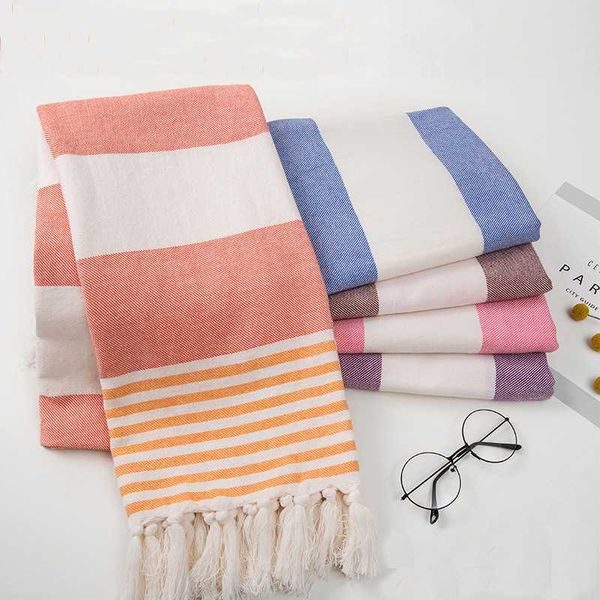 

towel 100x180cm striped cotton turkish sports bath with tassels travel gym camping sauna beach pool blanket absorbent