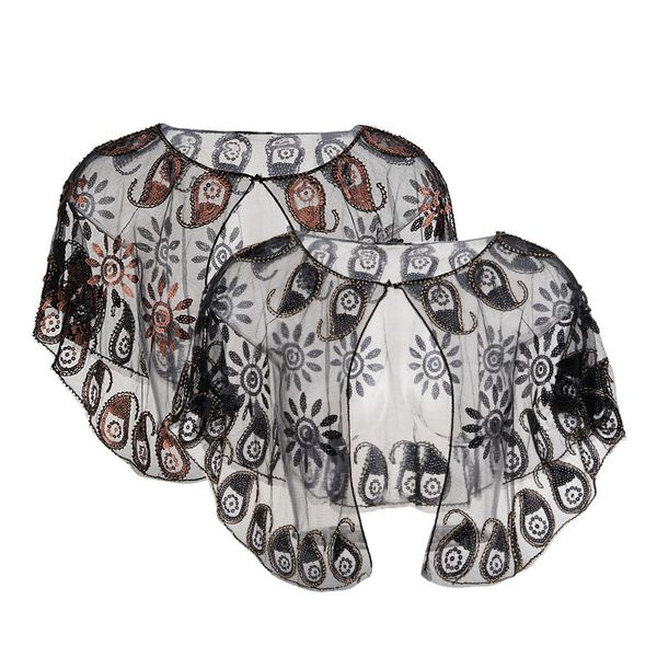 

scarves 2021 women's fashion dress shawl sequined banquet evening decoration mesh hollow prom stage performance, Blue;gray