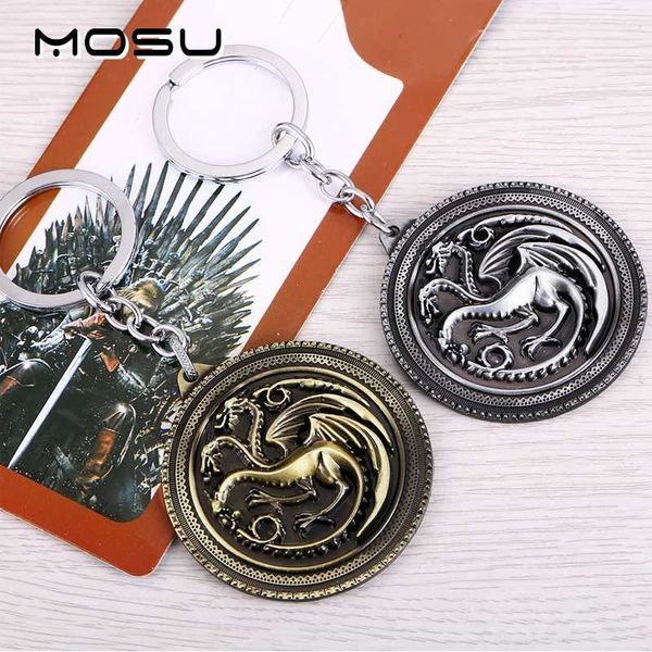 

mosu game of throne key chain house targaryen bronze alloy metal key rings for women&men chaveiro can drop-shipping, Silver