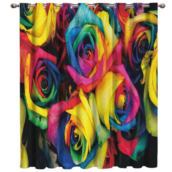 

romantic rose flower window treatments curtains valance curtain lights living room bathroom indoor kids curtain panels with