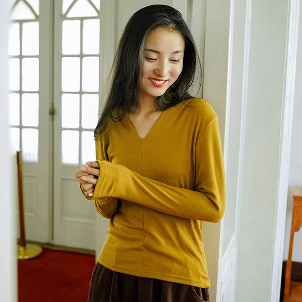 

women's sweaters qpfjqd women v-neck slim pullover solid color soft spring autumn clothes 2021 casual warm long sleeve, White;black
