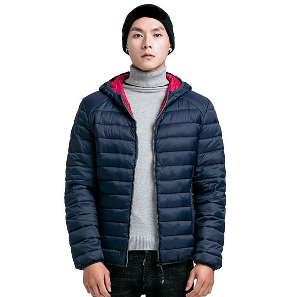 

brand winter cotton padded hooded jacket men windproof parka men hoodies collar clothing thick quilted coat mens, Black