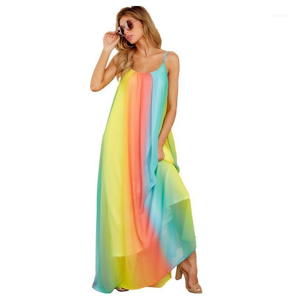 

beach dress casual dresses summer sleeveless dresses bohemima fashion clothing color gradient chiffon dress summer bohemian, Black;gray