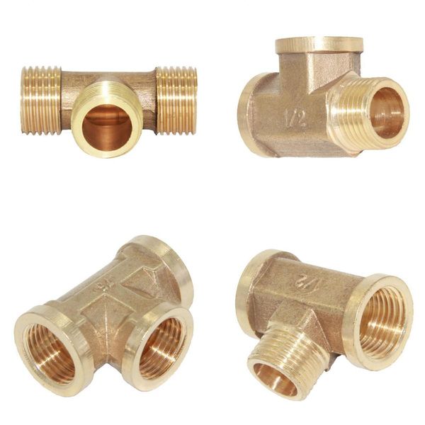 

4pcs 1/2'' brass pipe 3 way thread fitting coupler connector dn15