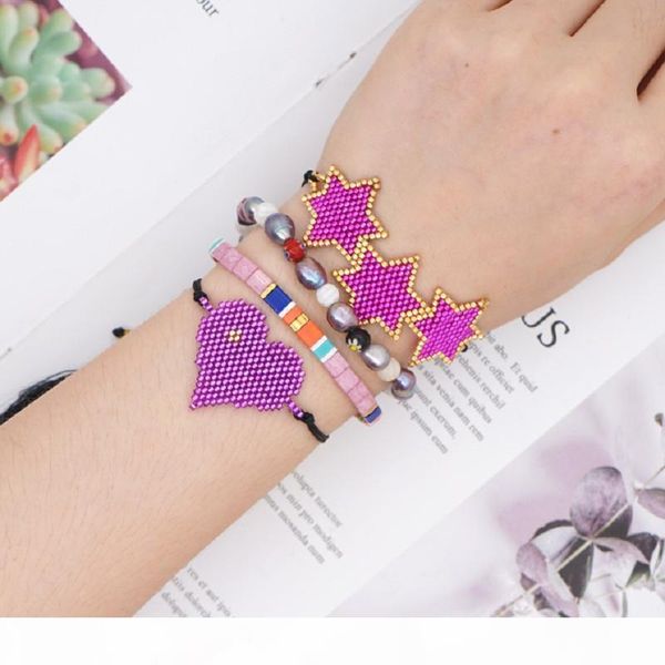 

go2boho real pearl bracelet mexico miyuki beads bracelets for women purple star heart tila beads pulseras mujer 2020 new gift, Golden;silver