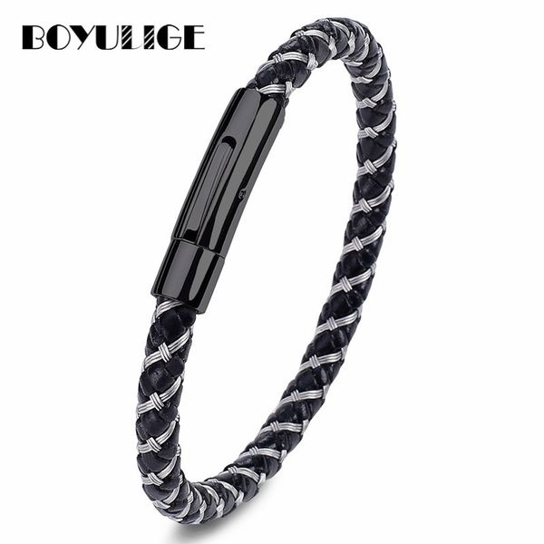 

charm bracelets fashion jewelry genuine leather steel wire bracelet men stainless for male lady leisure sport couple lover, Golden;silver