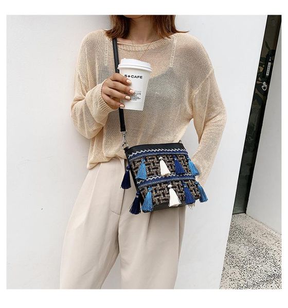 

womens girl summer tassel tote messenger cross body shoulder bag handbag